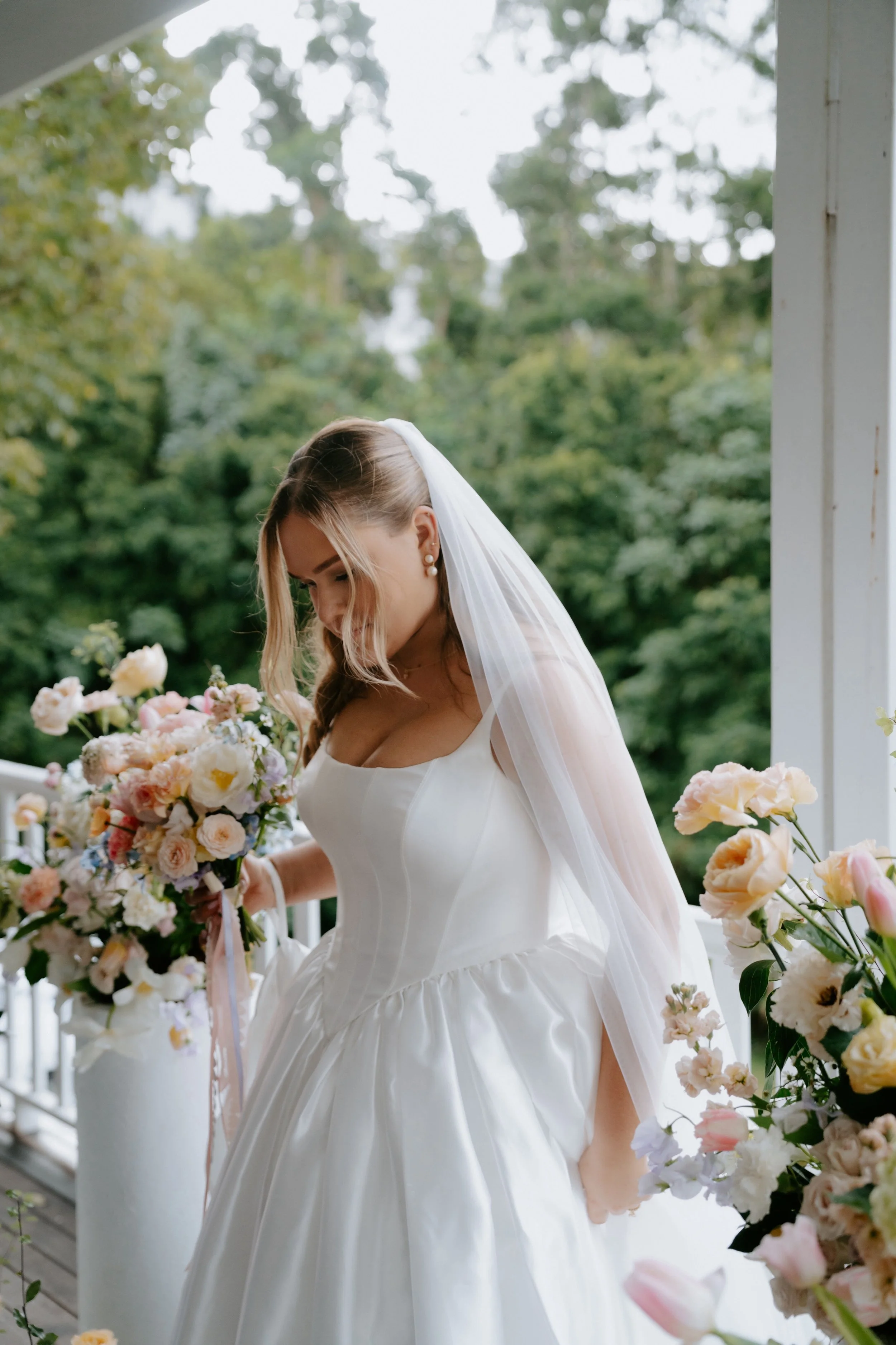 Real Bride Georgia wears Protea by Alena Leena