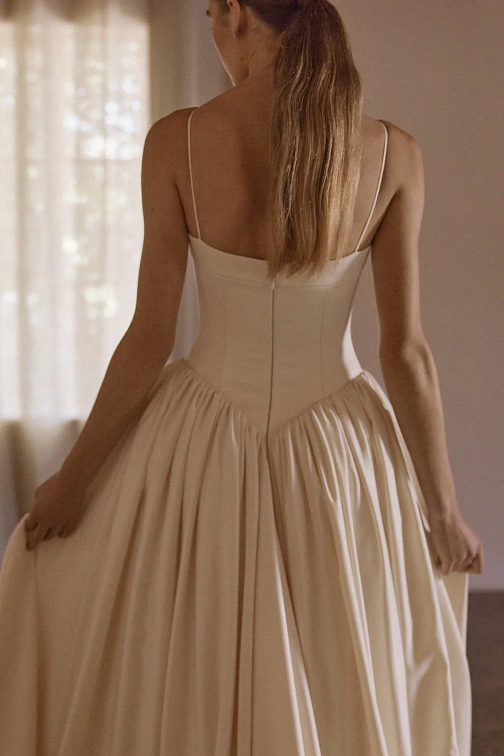 Anais by Vagabond Bridal, Available exclusively at The Art of Bridal boutique in Brisbane, Queensland. Perfect for brides searching for a satin wedding dress that feels understated yet refined, Anaïs is ideal for those drawn to modern minimalist brid