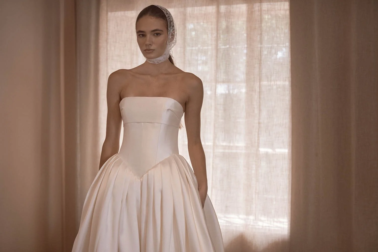 Victorie by Vagabond Bridal, Available exclusively at The Art of Bridal, bridal boutique in Brisbane, Queensland. Perfect for brides searching for a minimalist wedding dress that feels effortlessly modern yet timeless, Victoire is ideal for those dra