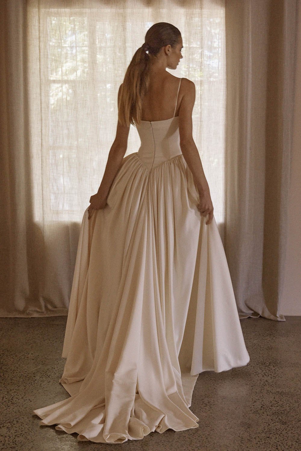 Anais by Vagabond Bridal, Available exclusively at The Art of Bridal boutique in Brisbane, Queensland. Perfect for brides searching for a satin wedding dress that feels understated yet refined, Anaïs is ideal for those drawn to modern minimalist brid