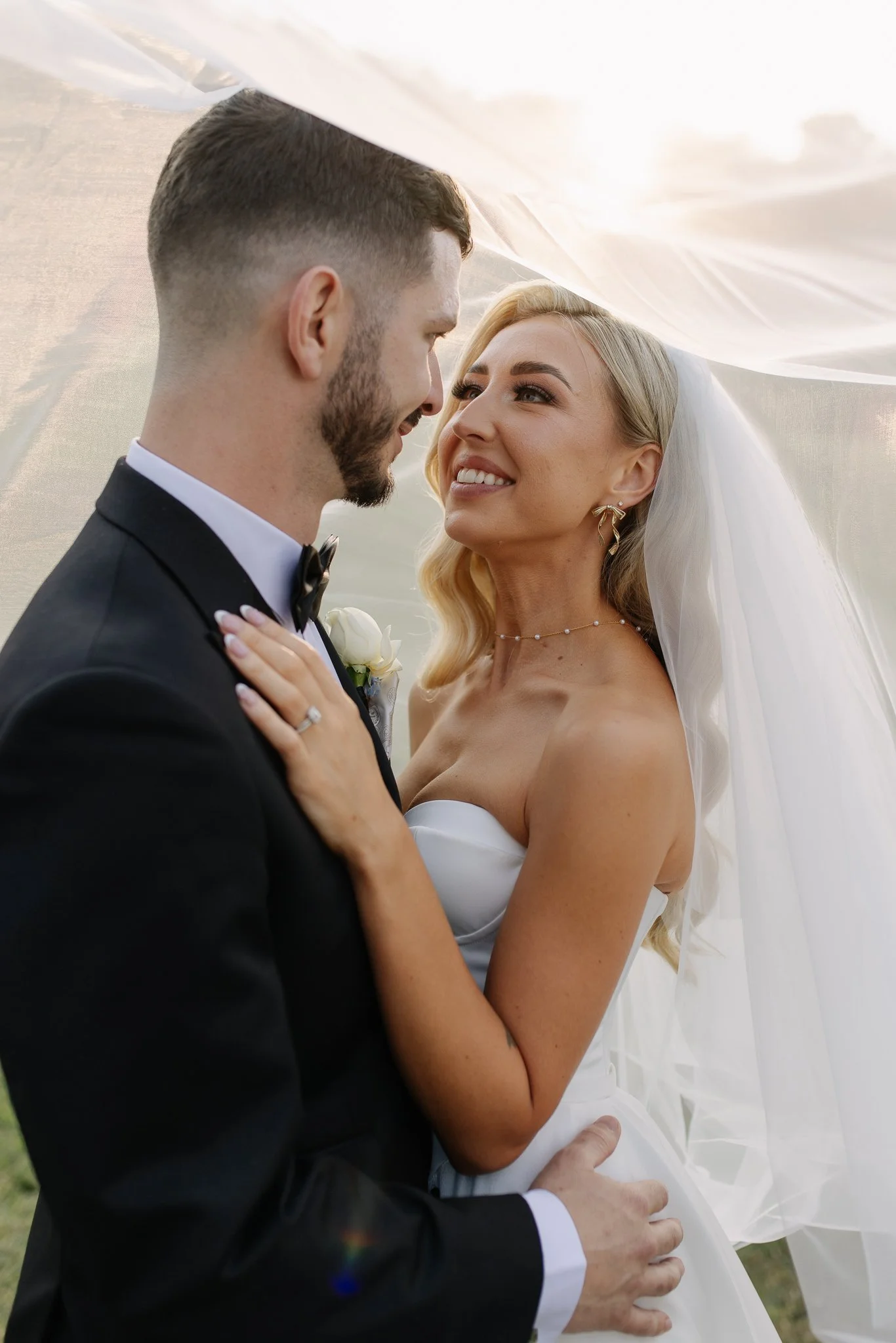 Rebecca wearing Romanova Atelier for her Malany Manor wedding.