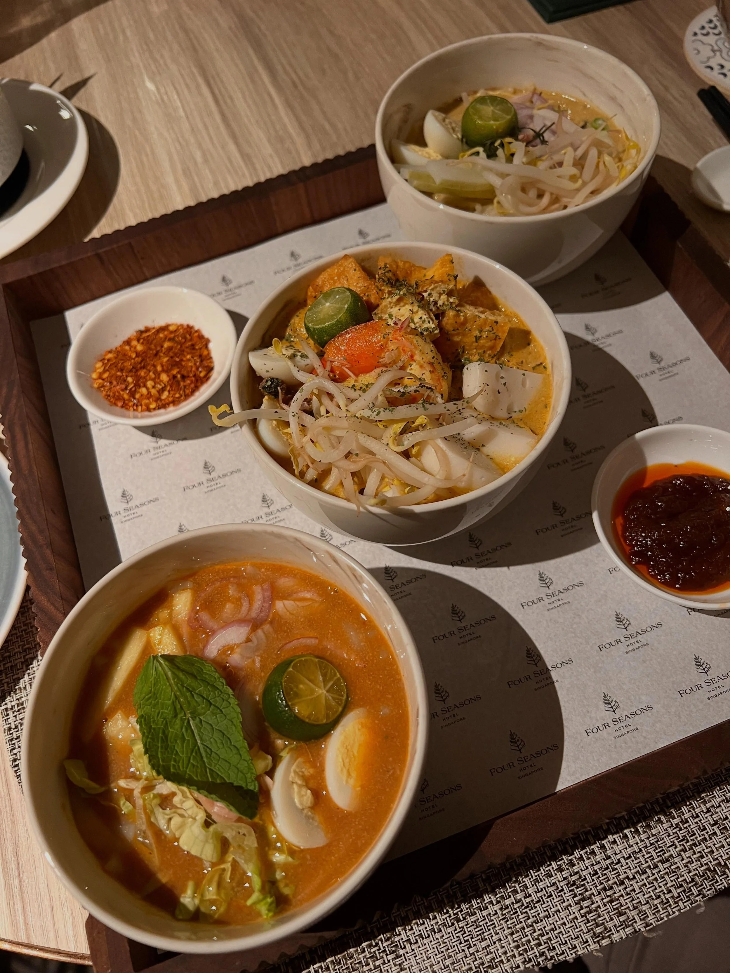 I lucked on with my timing on this short visit to Singapore. At Four Seasons excellent One-Ninety Restaurant, there is a limited-time collaboration with the chef of Four Seasons Resort Langkawi, celebrating Malaysia&rsquo;s rich laksa heritage throug