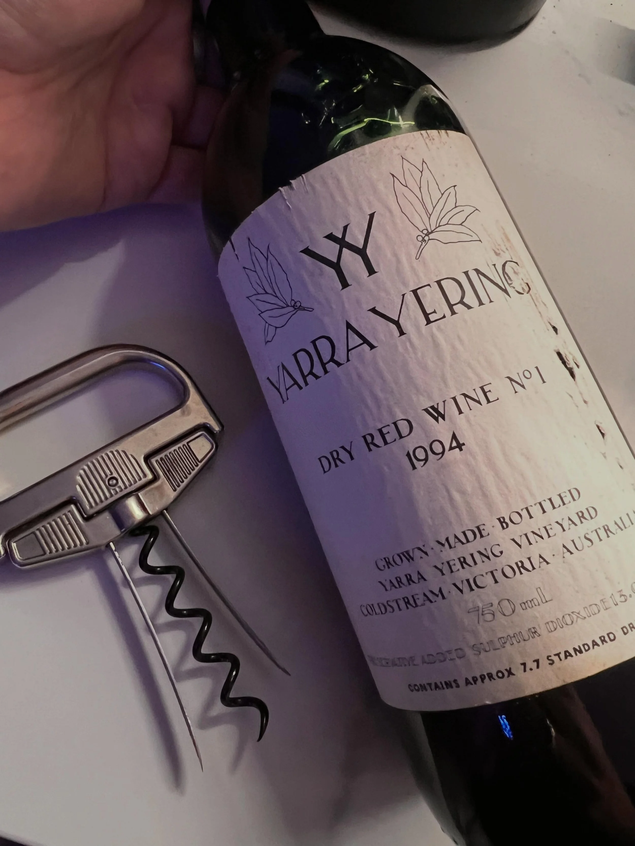 The issue with fossicking through your cellar is the long hidden gems that shyly come out of hiding. Today, this elderly beauty, circa 1994, pristine in all aspects except the label. It's understandable though that she would have wrinkles by now. 

Y