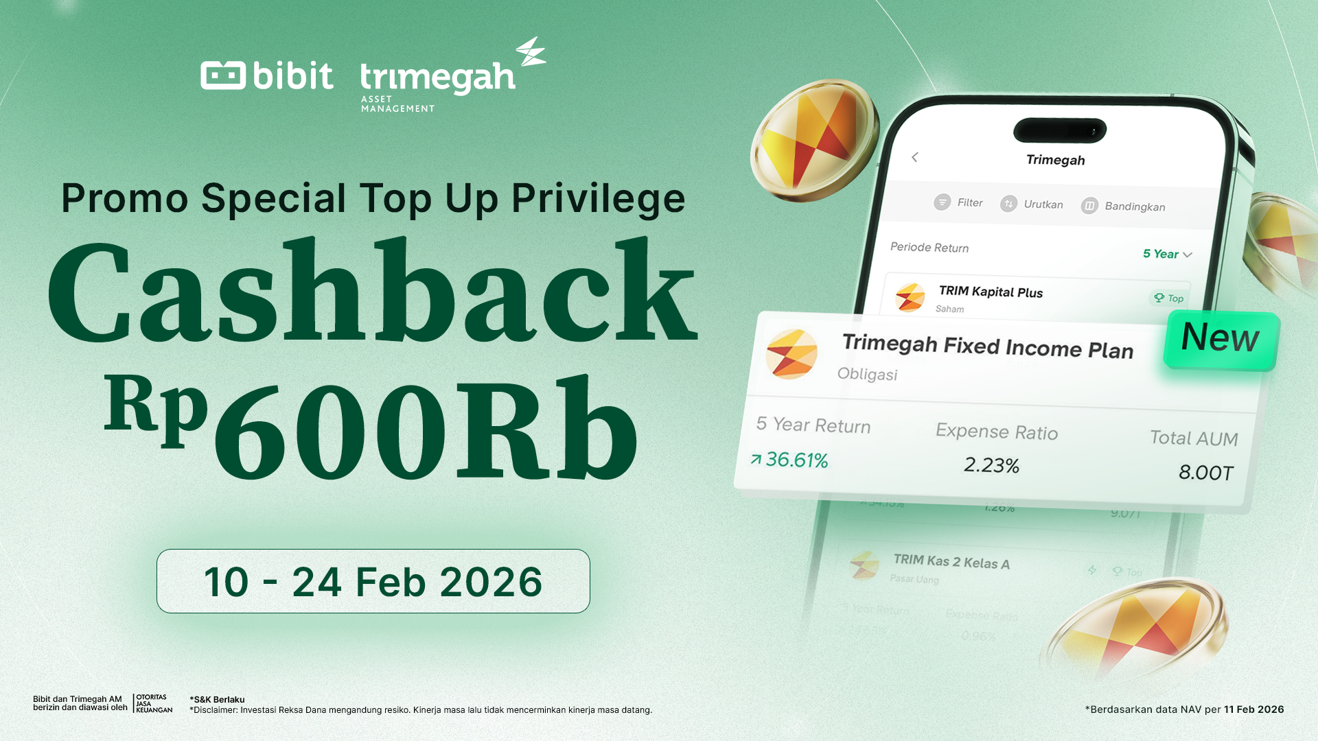 Top Up Privileges Bibit x Trimegah AM Cashback Rp600 Ribu