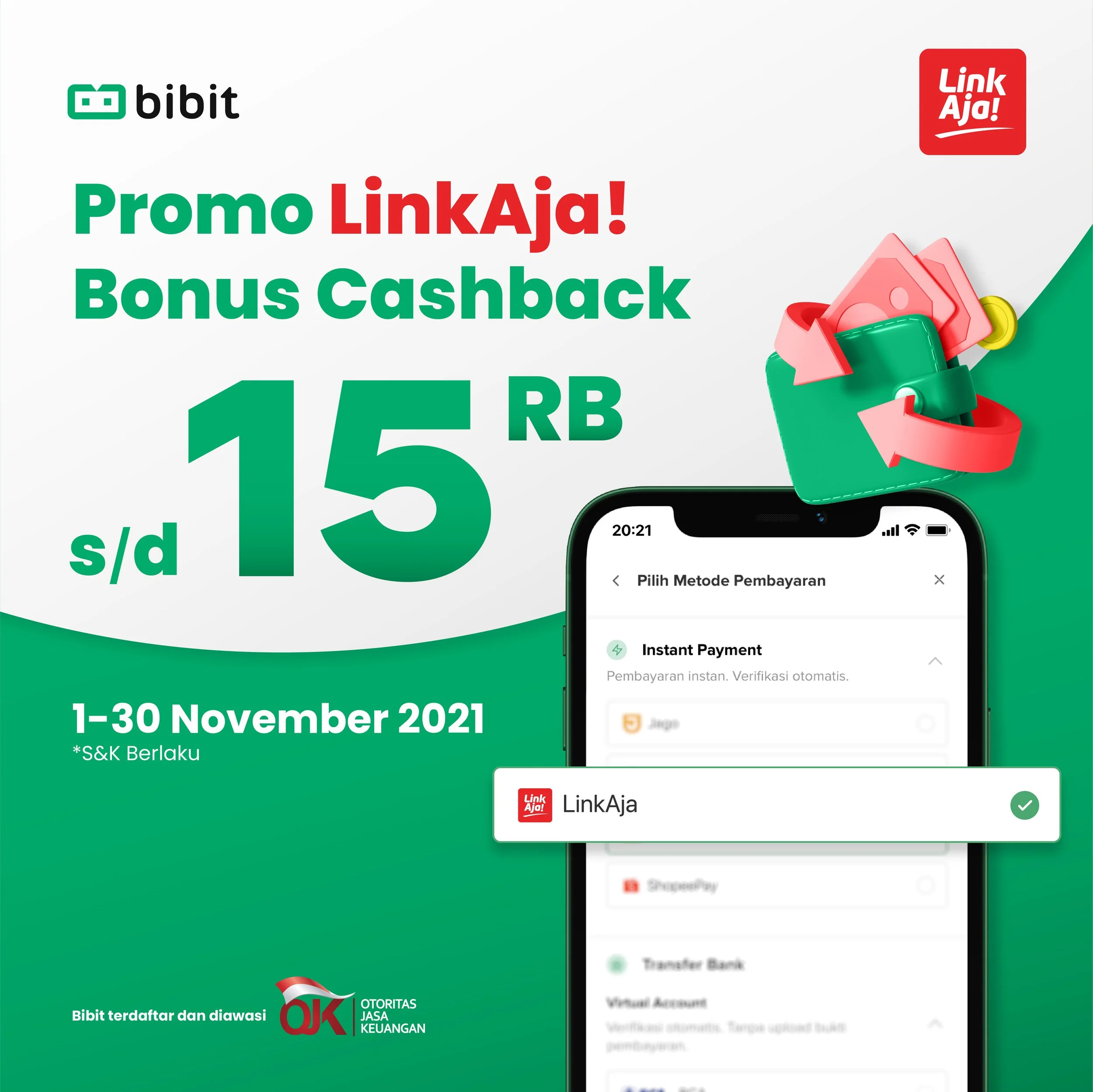Promo November 2021:  November Panen Cuan! Ada Cashback 15 ribu dari LinkAja