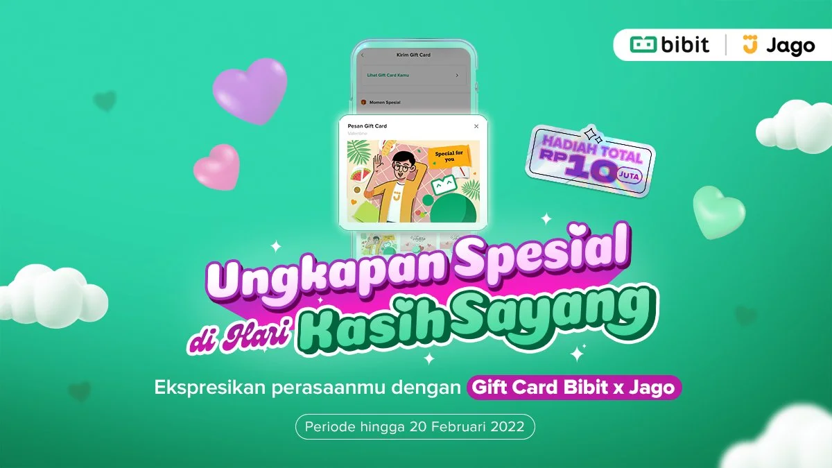 Kirim Gift Card Bibit x Jago Buat Hadiah Valentine dan Dapatkan Cashback 50 Ribu!