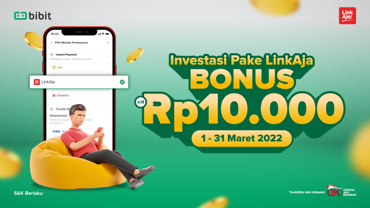 Promo Maret 2022: Nabung di Bibit Pakai LinkAja Dapat Cashback!