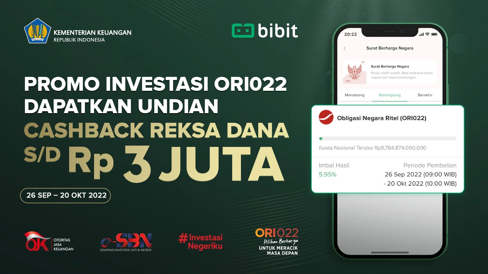Investasi ORI022, Dapatkan Cashback Reksa Dana hingga 3 Juta