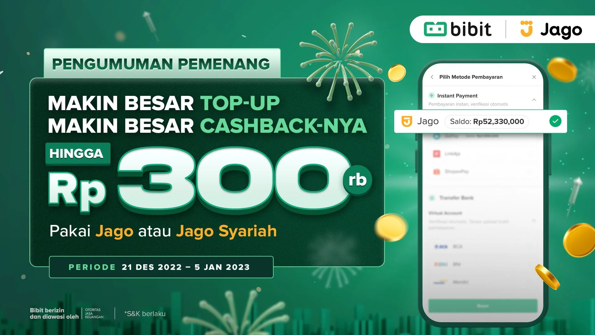 Pengumuman Pemenang Promo Bibit X Jago Top Saver