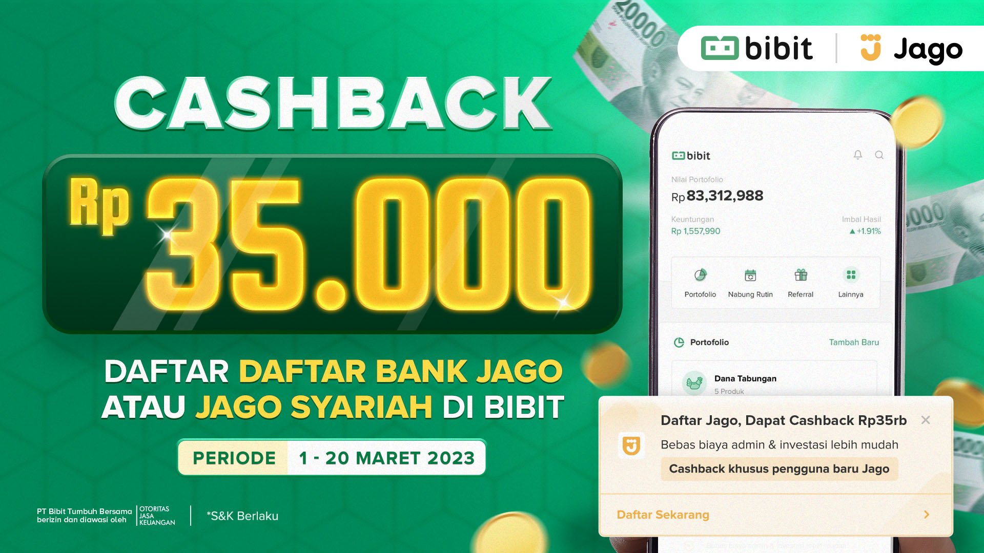 Promo Maret 2023:  Buka Akun Bank Jago Dapat Cashback Rp35 Ribu