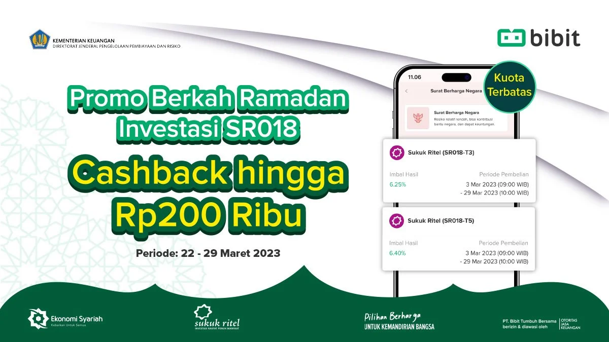 Promo Berkah Ramadan, Investasi Syariah SR018 Cashback hingga 200RB (Kuota Terbatas)