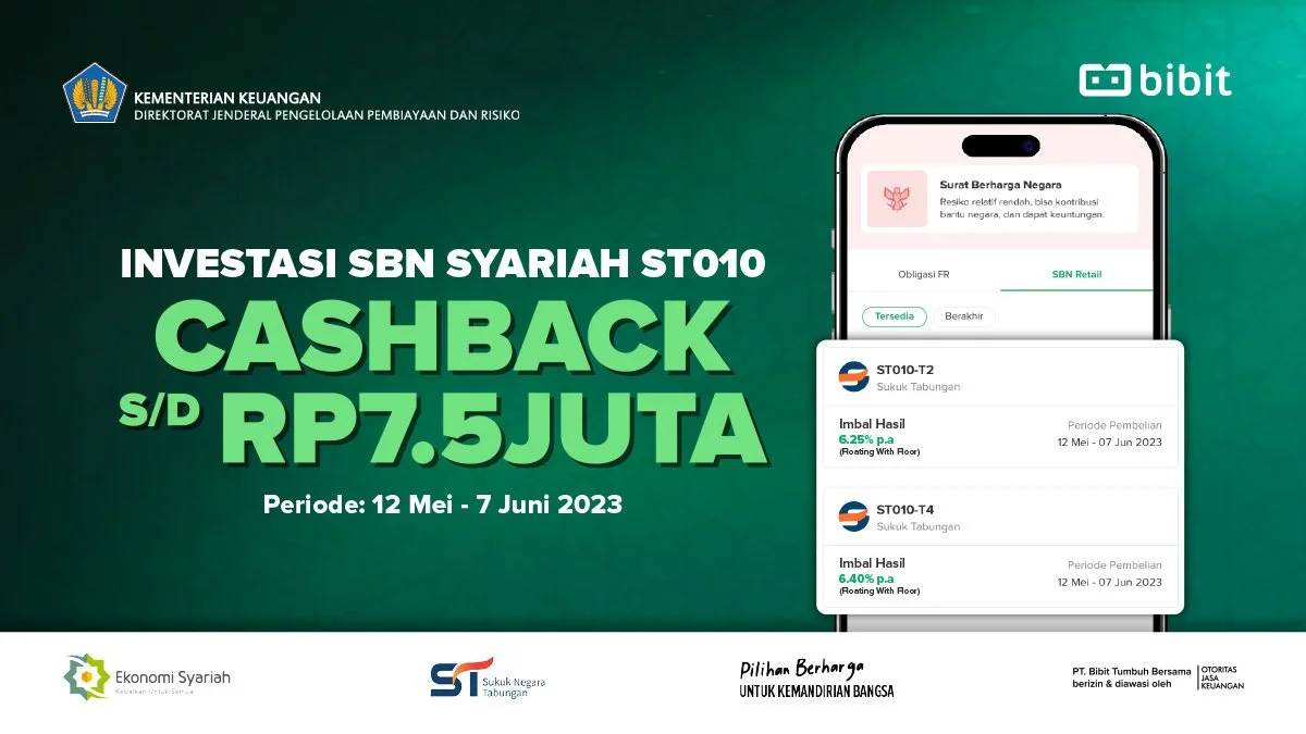 Promo Investasi ST010, Cashback hingga Rp7,5 Juta