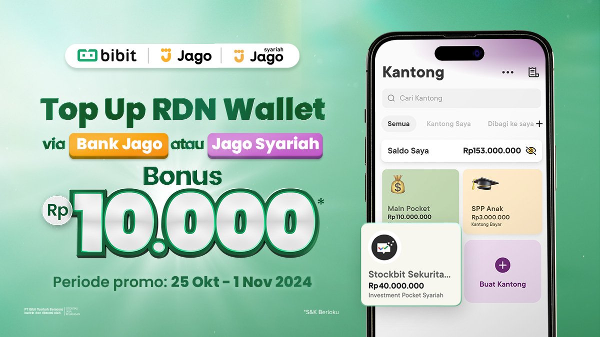 Special Promo Payday! Investasi Pakai RDN Jago Pasti Dapat Cashback