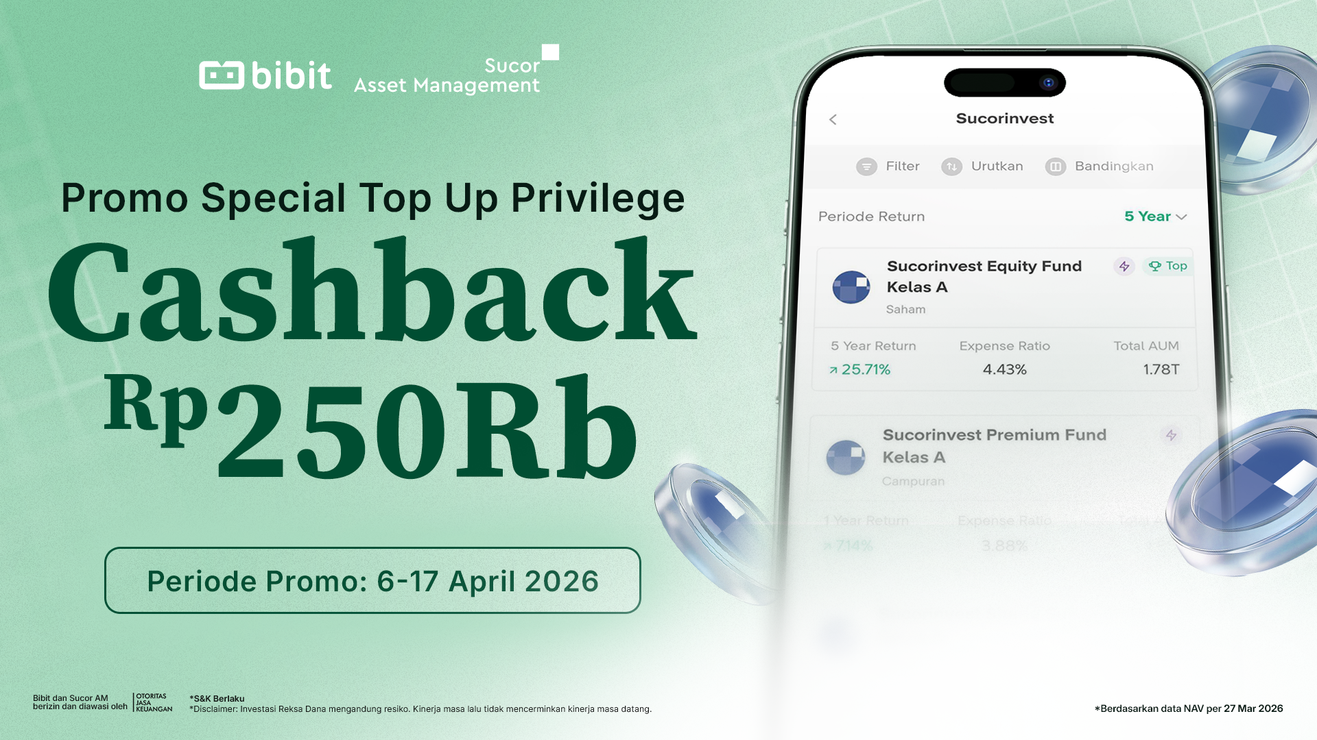 Top Up Privilege Bibit x Sucorinvest AM Cashback Rp250 Ribu