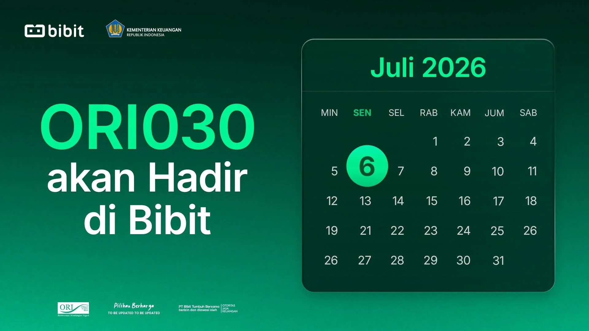 SBN ORI030 Terbit 6 Juli 2026: Dapatkan Passive Income Tiap Bulan