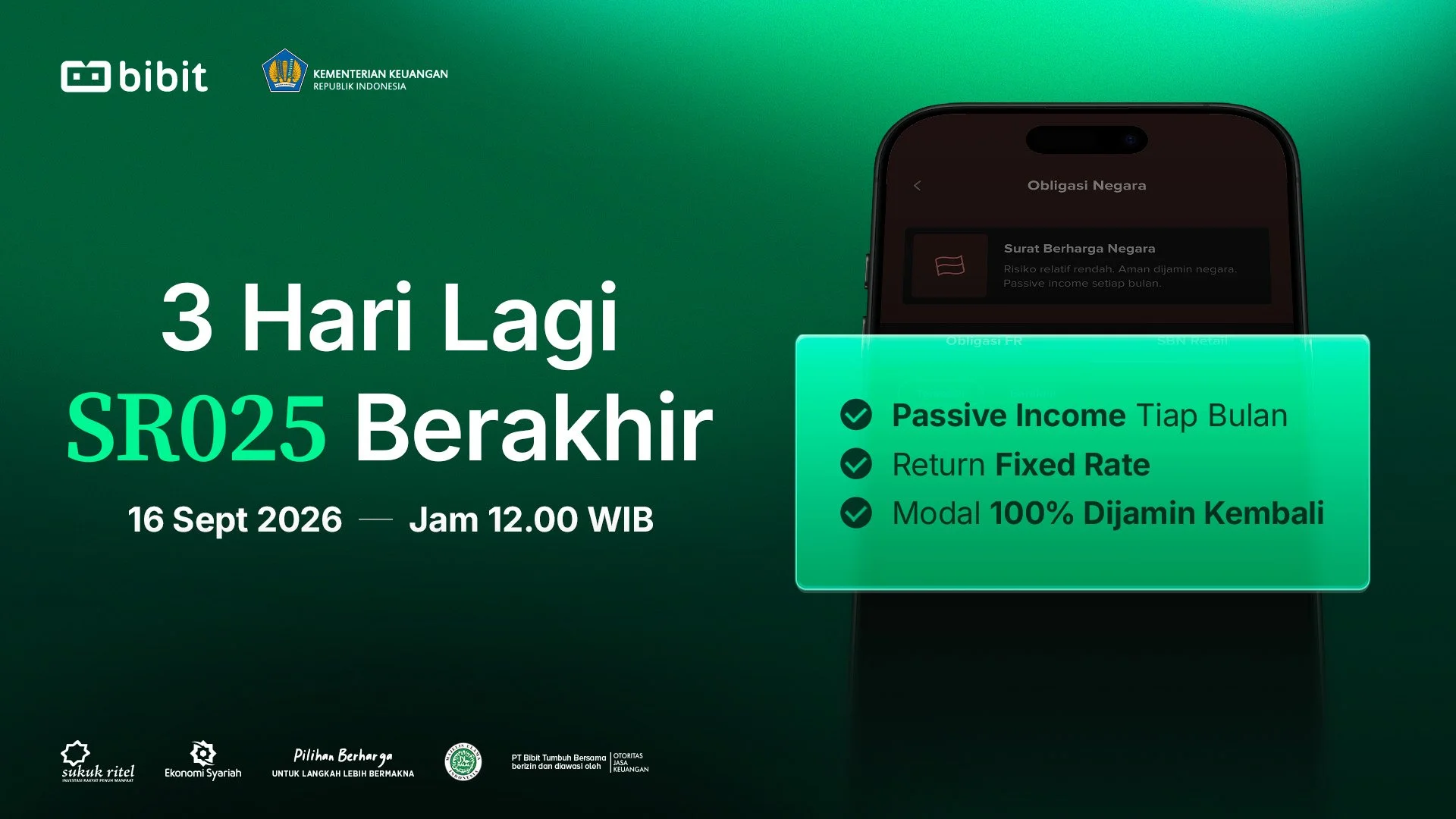 3 Hari Lagi SBN SR025 Berakhir, Dapatkan Passive Income Pasti Tiap Bulan 