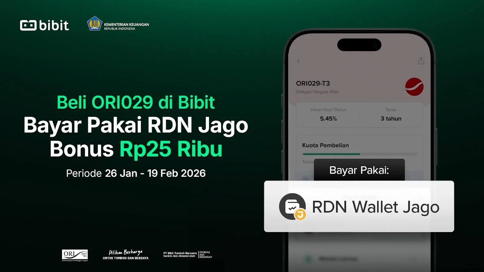 Beli ORI029 Pakai RDN Jago di Bibit dan Dapatkan Bonus Rp25 Ribu