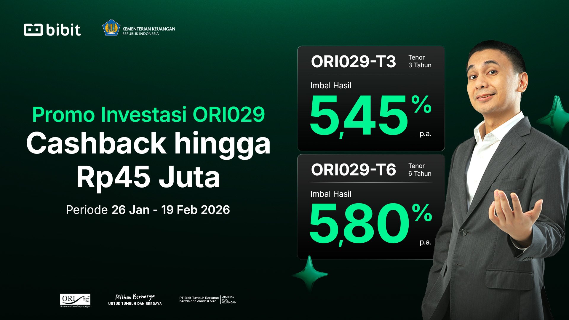 PROMO: Investasi SBN ORI029 di Bibit dan Raih Cashback hingga Rp45 Juta 