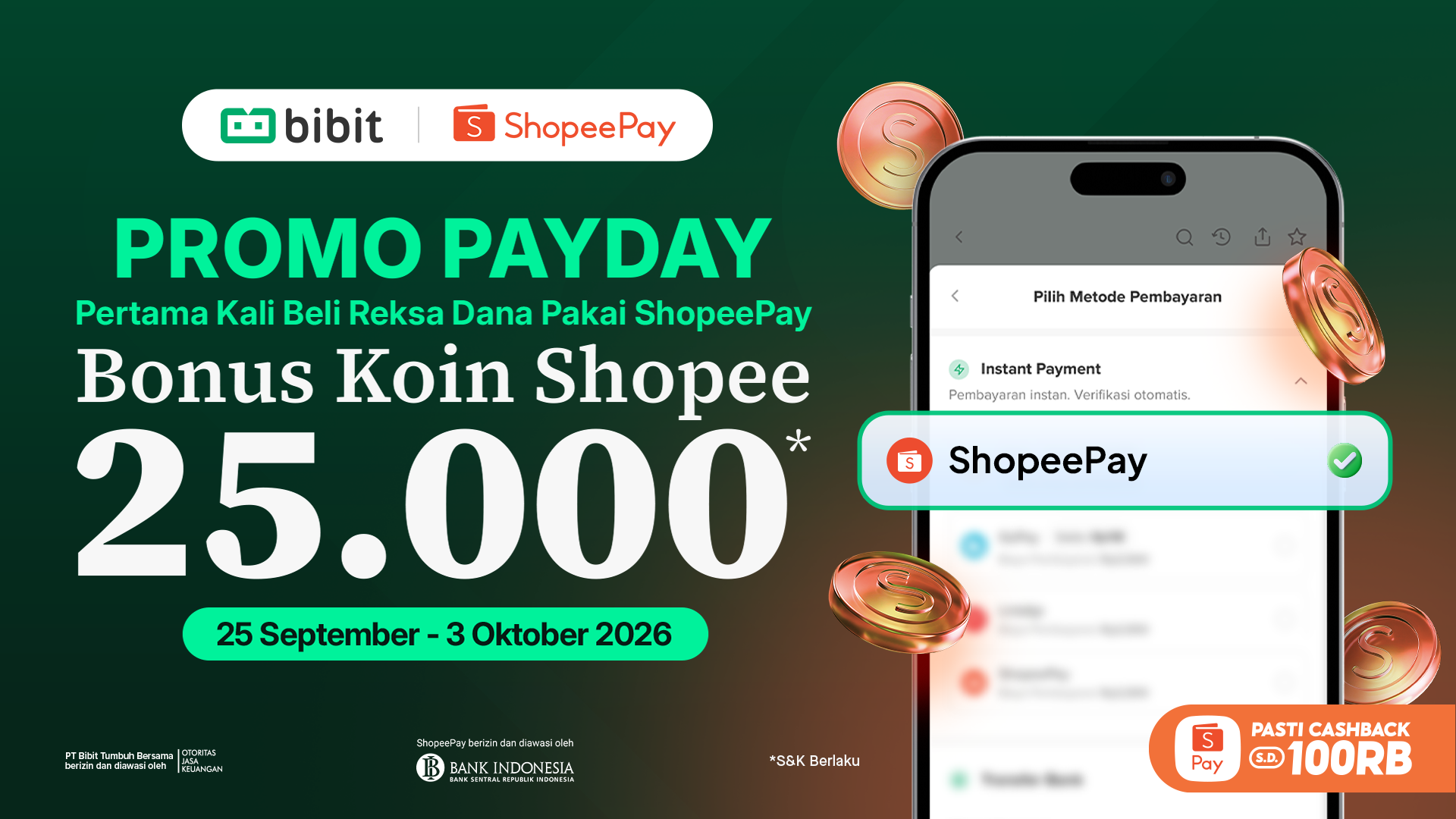 Payday Promo: Investasi Reksa Dana di Bibit Pakai ShopeePay dan Raih Bonus 25.000 Koin Shopee