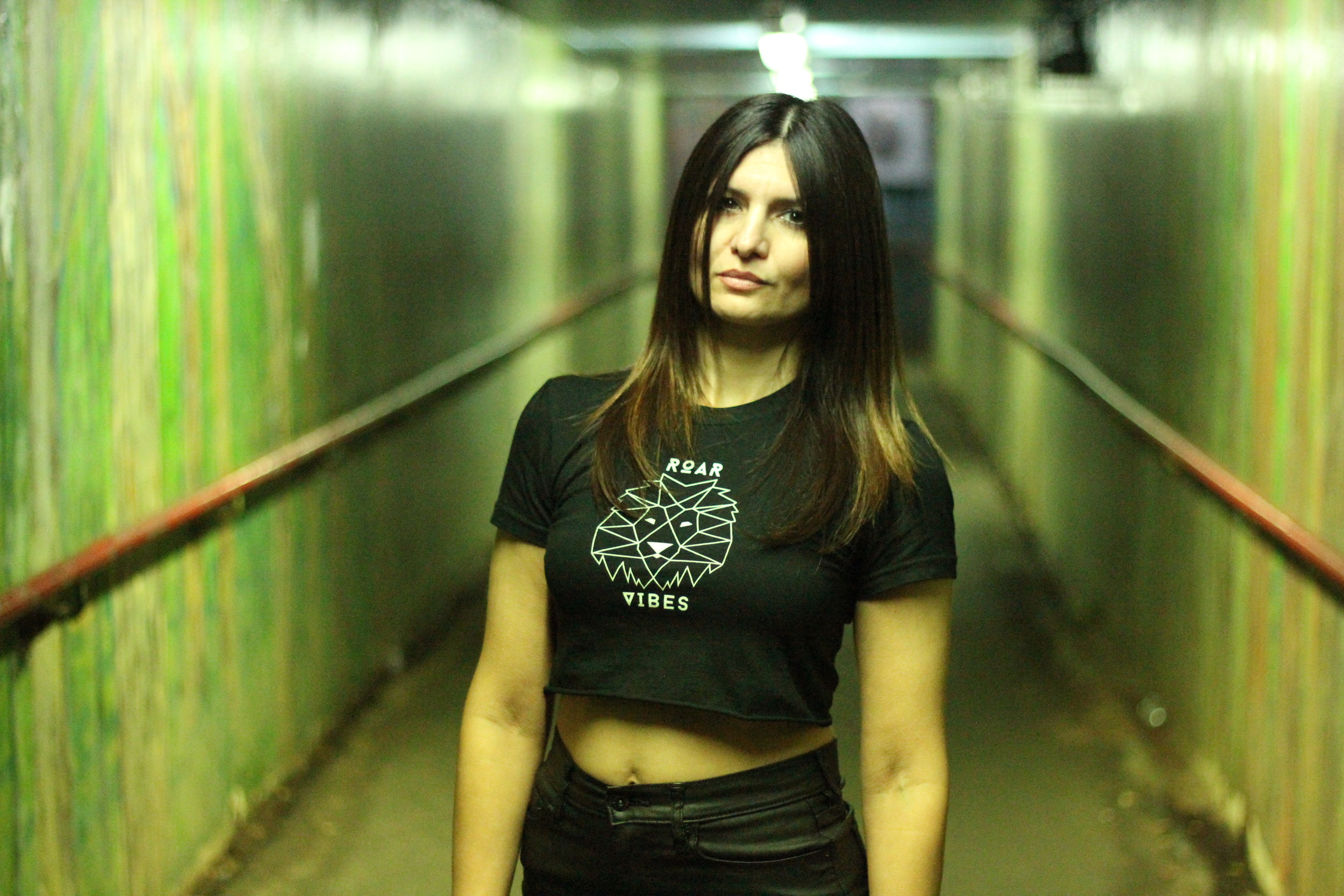 Black Crop Top Roar Vibes 