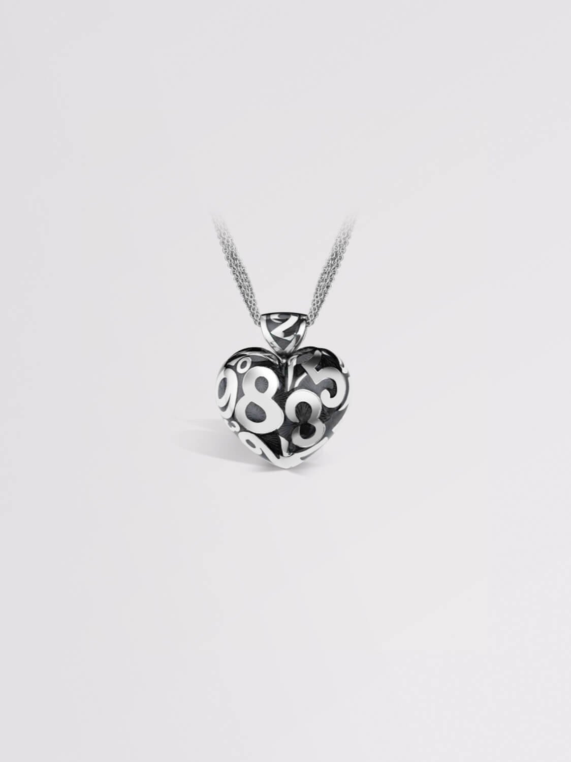 Black Enamel Talisman Heart Small Pendant