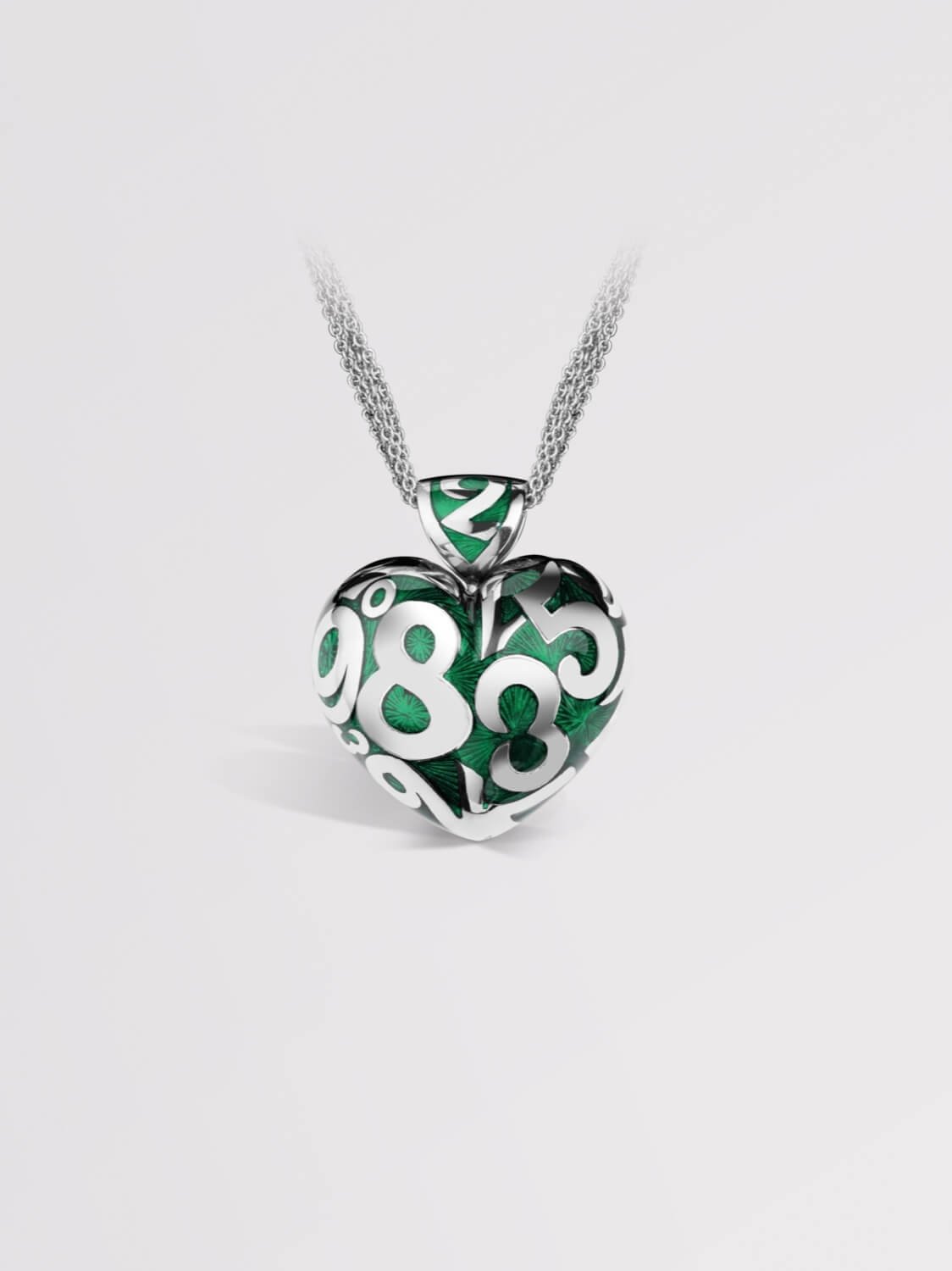 Green Enamel Talisman Heart Large Pendant