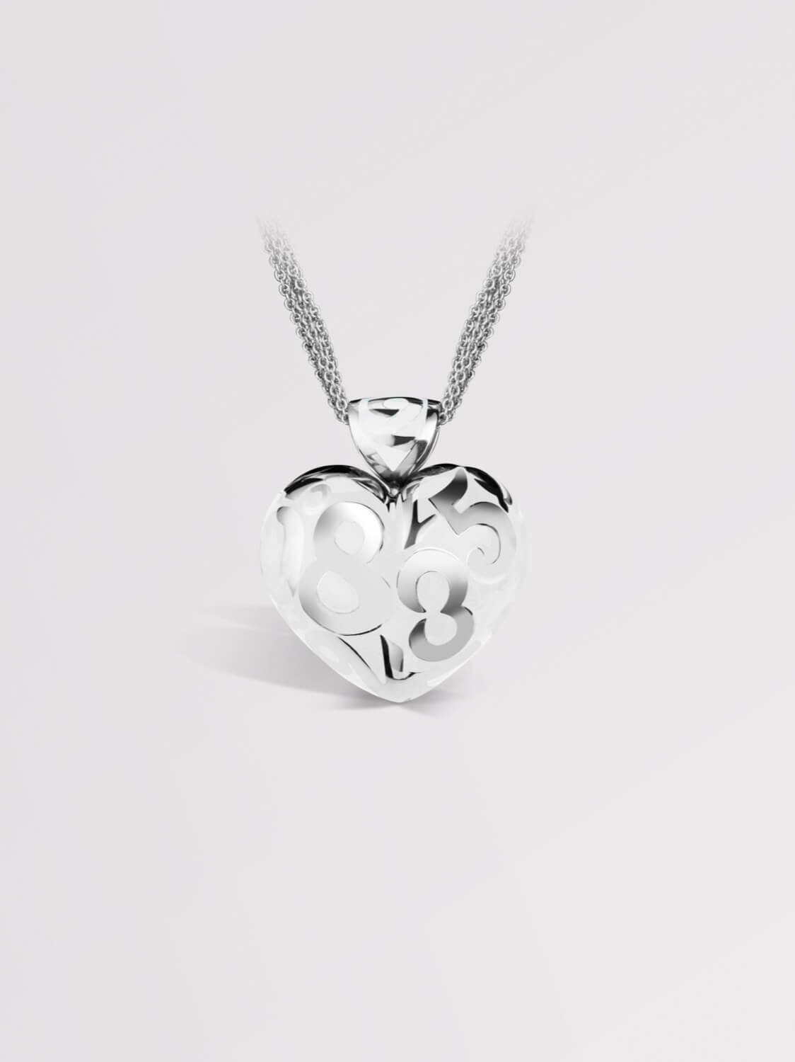 White Enamel Talisman Heart Large Pendant