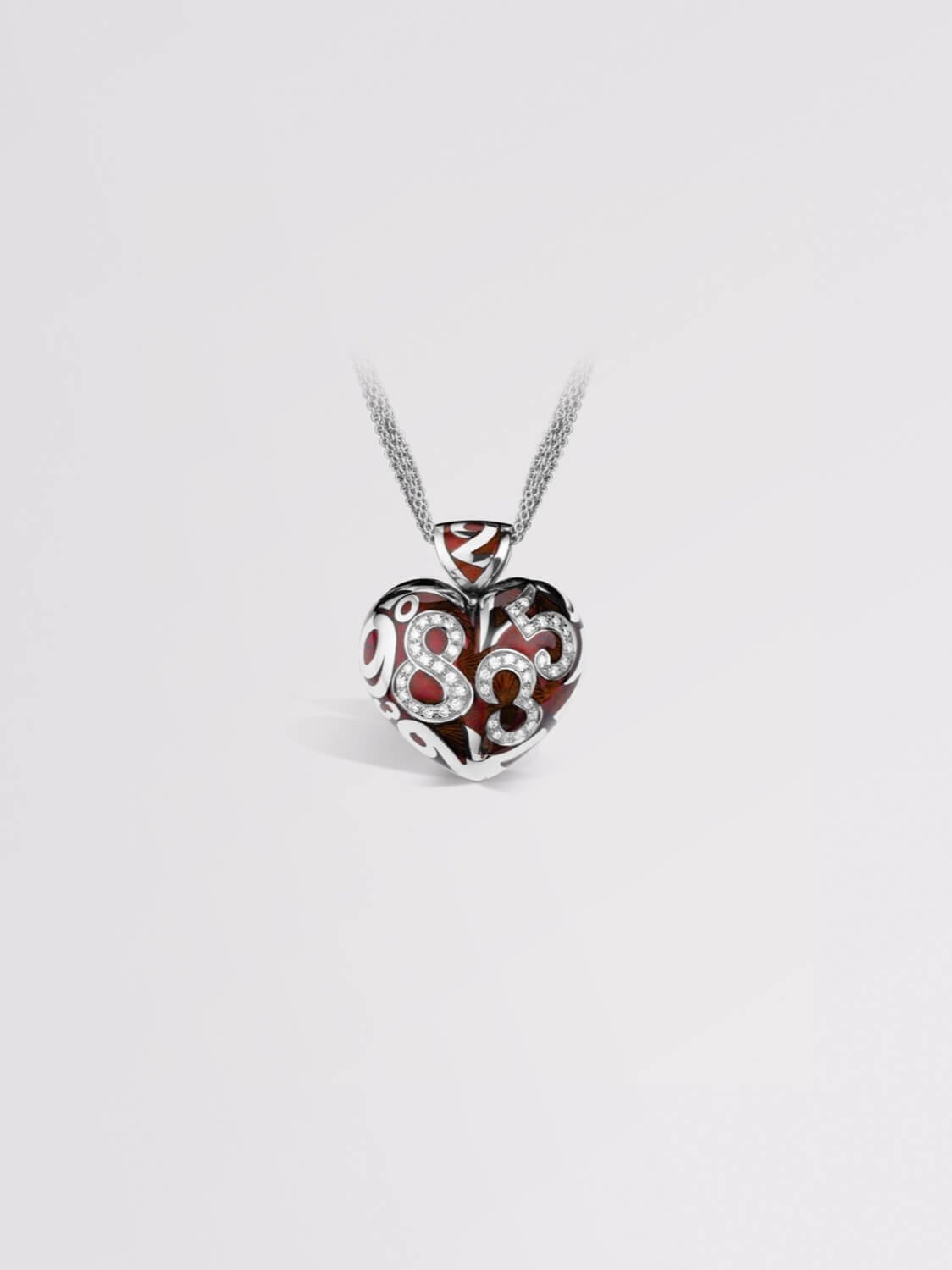 Red Enamel Talisman Diamond Heart Small Pendant
