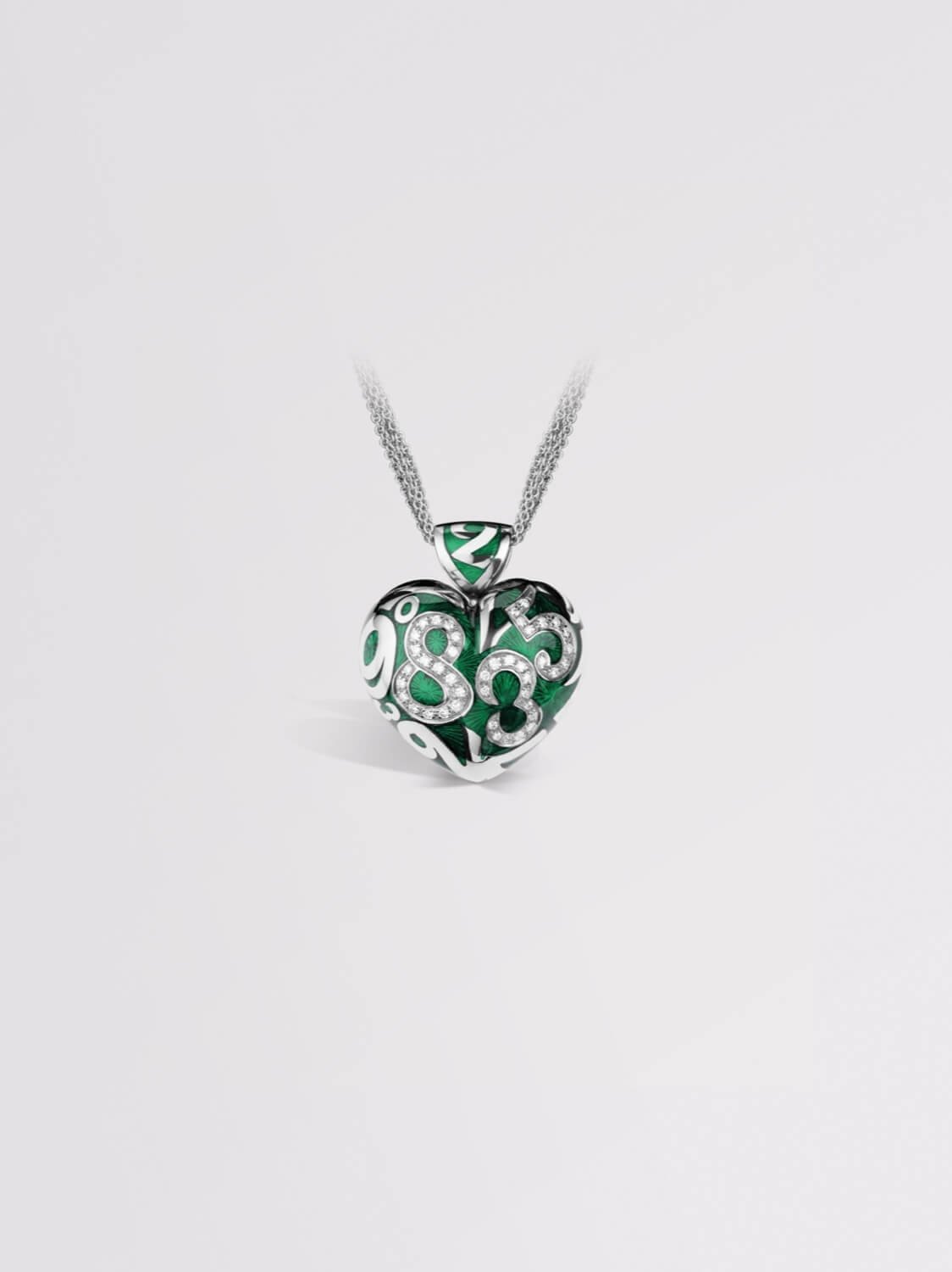 Green Enamel Talisman Diamond Heart Small Pendant