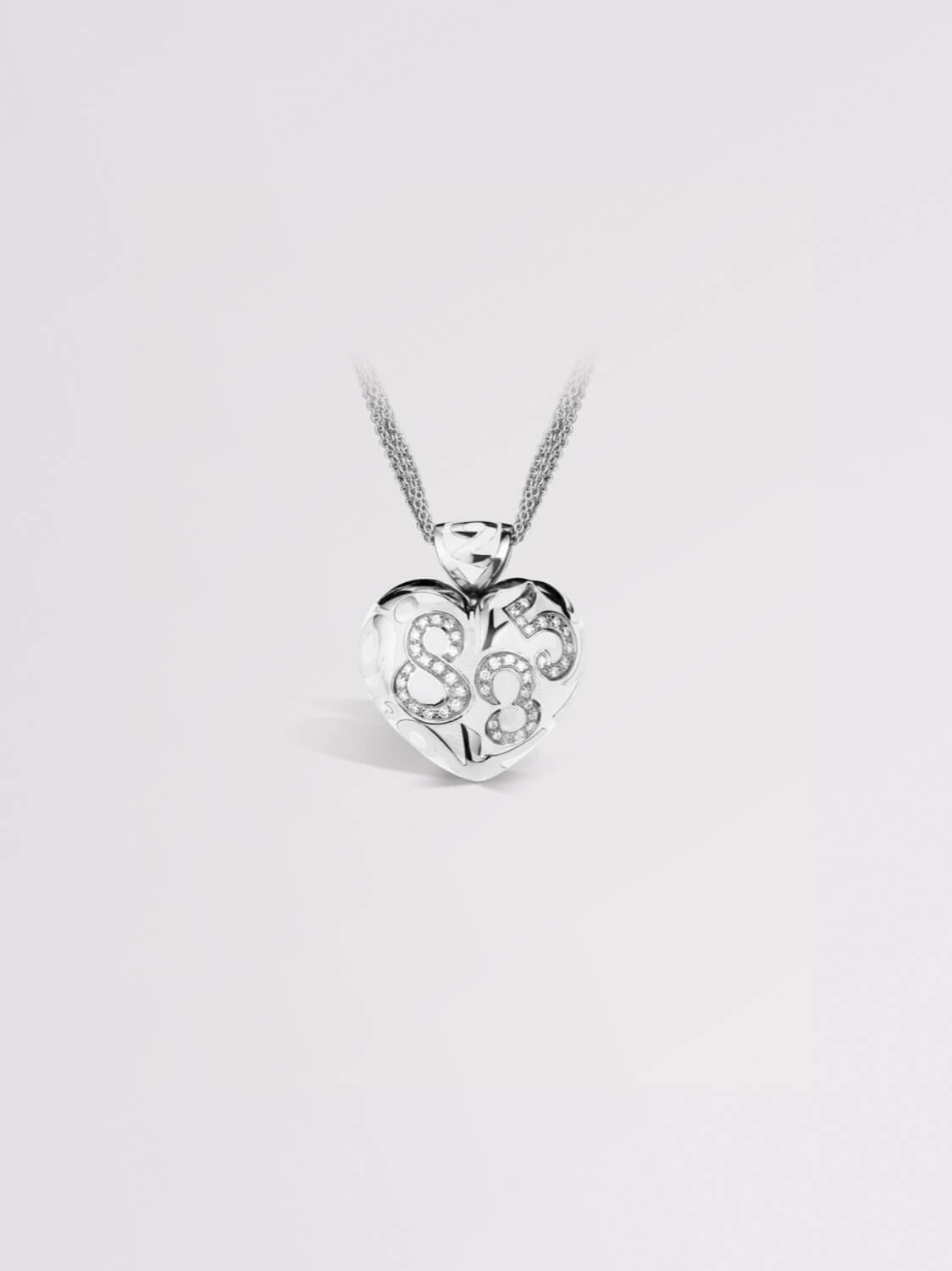 White Enamel Talisman Diamond Heart Small Pendant