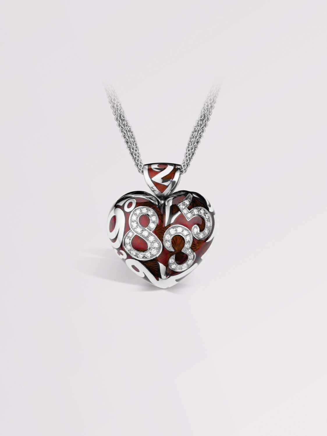 Red Enamel Talisman Diamond Heart Large Pendant