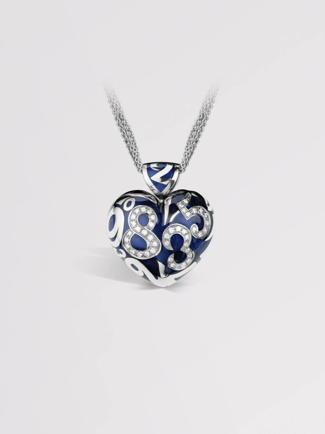 Blue Enamel Talisman Diamond Heart Large Pendant
