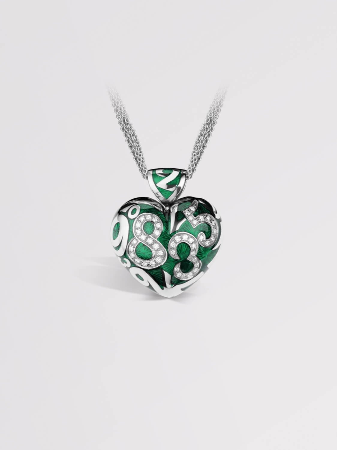 Green Enamel Talisman Diamond Heart Large Pendant