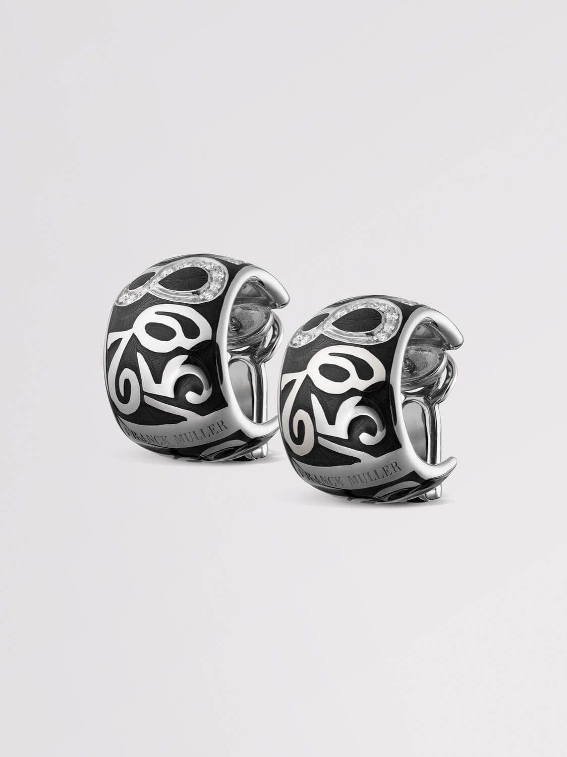 Black Enamel Talisman Diamond Earrings