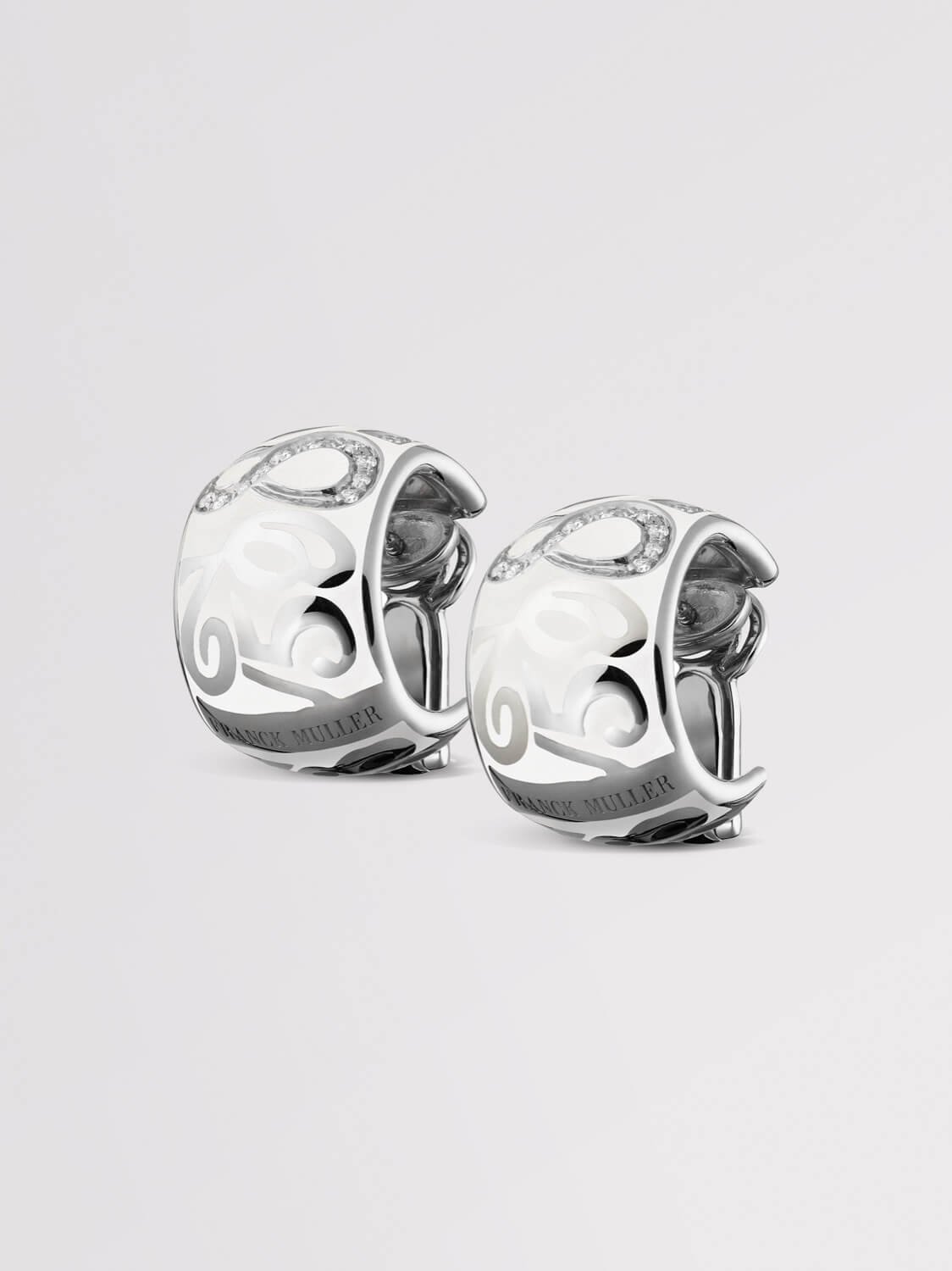 White Enamel Talisman Diamond Earrings