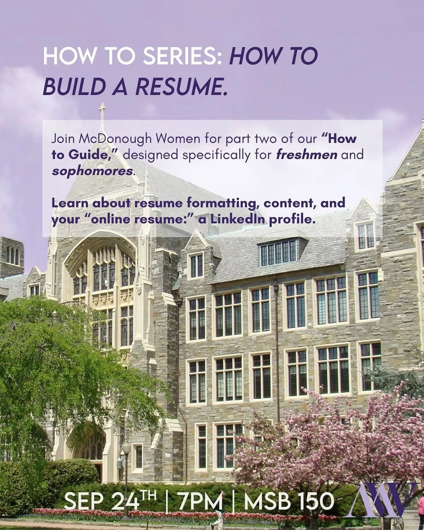 HOW TO SERIES, Pt.2: How to Write a Resume! Tomorrow, Wednesday, 9/24 @ 7pm in MSB 150.

We can&rsquo;t wait to see you there!
