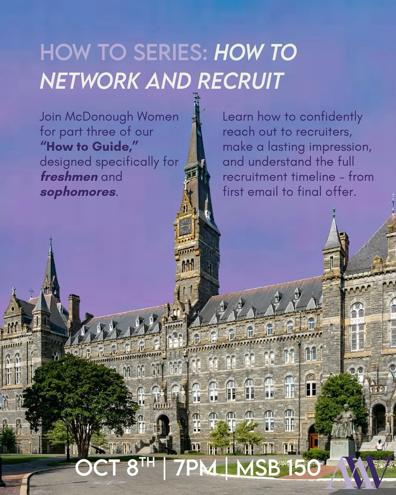 HOW TO SERIES, Pt. 3: How to Network and Recruit! 

Wednesday 10/8 @ 7pm in MSB 150.

We can&rsquo;t wait to see you soon!