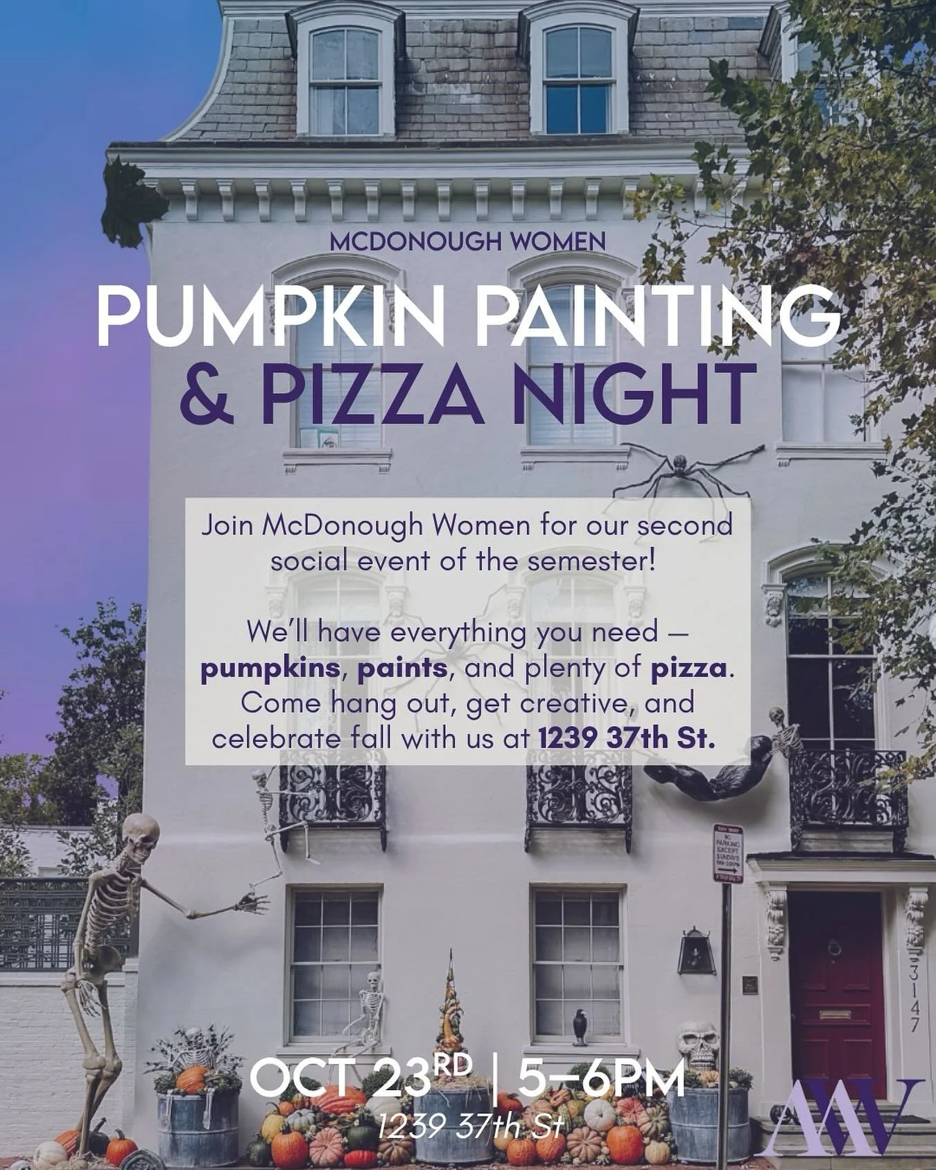 Join McDonough Women for our second social event of the semester this THURSDAY!🎃🎨🍕🧡

We&rsquo;ll have everything you need: adorable pumpkins, all the paint, and plenty of delicious pizza. Spend time with fellow McDonough Women, get creative, and 