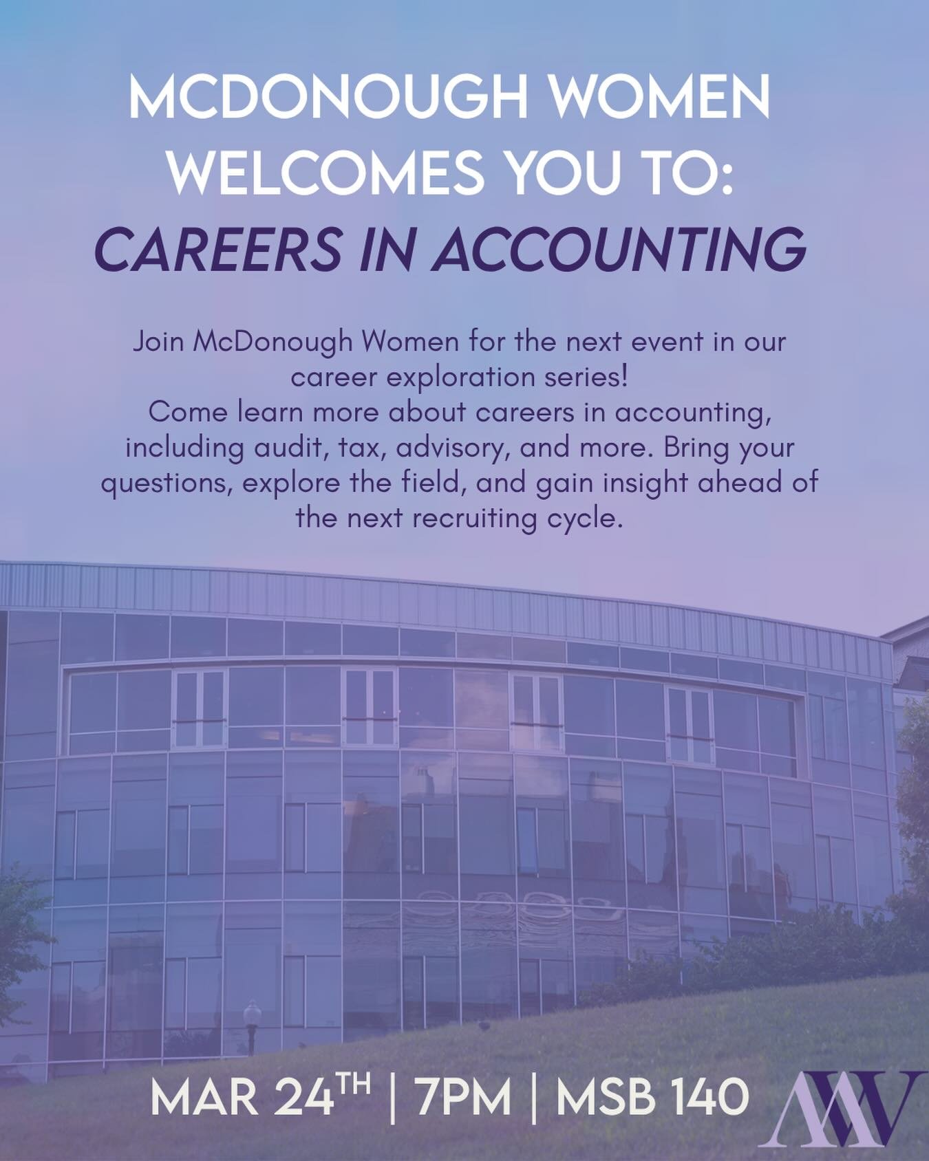 Interested in majoring in accounting? Want to learn more about the CPA exam? Join us tomorrow!!

Come ready to learn about careers in accounting, the recruiting process, and for some free pizza. 🧾🍕

See you there!!