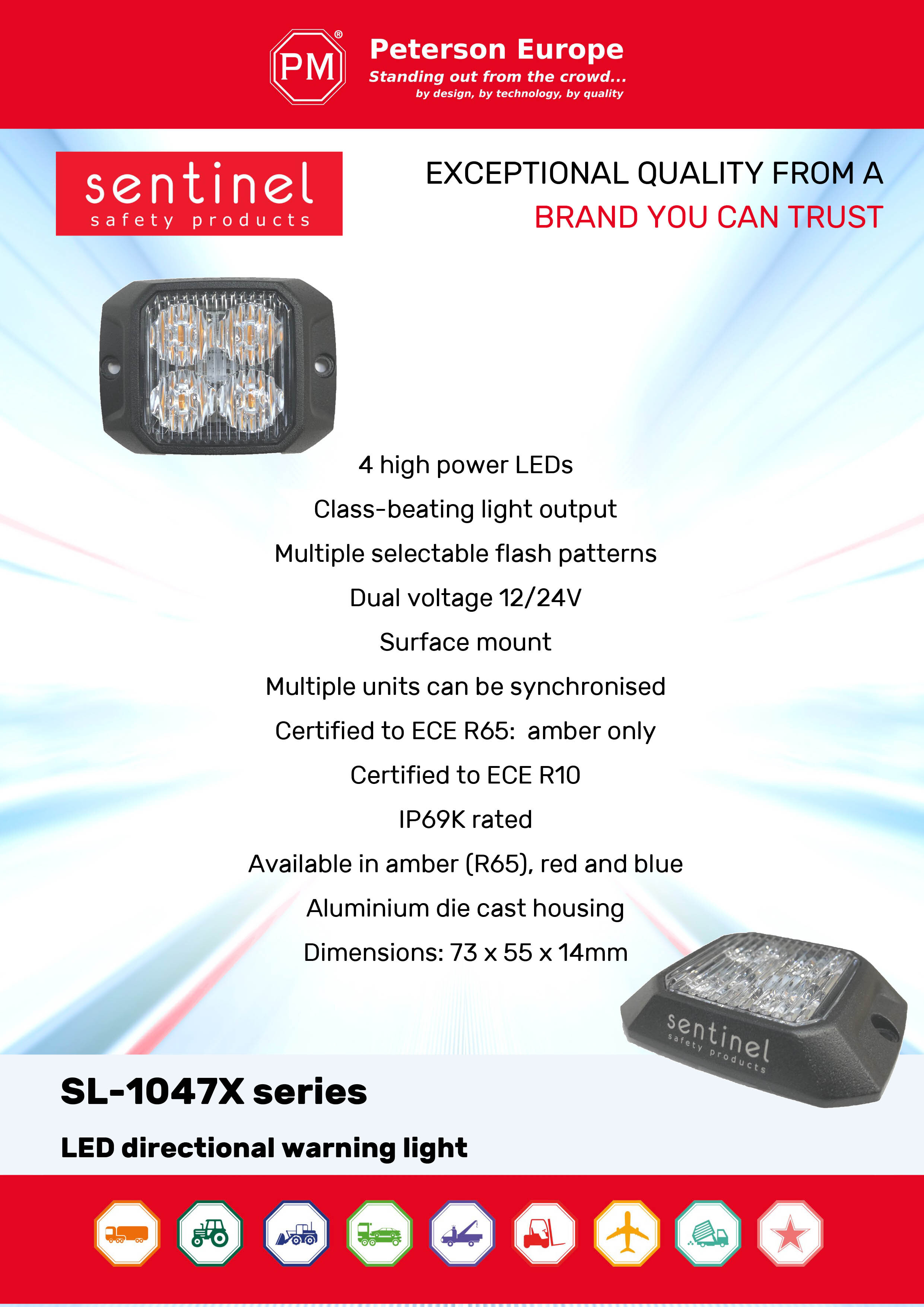 Flyer for SL-1047X LED directional warning light