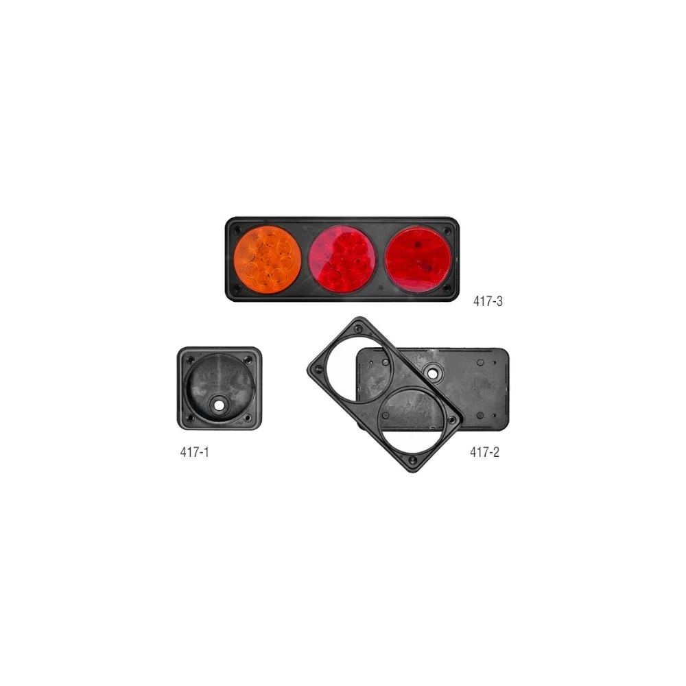 PM-417-3 (with 1217 lights installed), PM-417-1 and PM-417-2 Surface Mount Brackets, Black