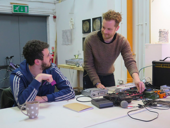 Skills sharing with sounds with the other artists. Photo by James Pollitt
