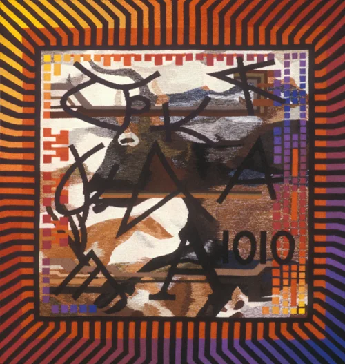 Aleph, 1989. Wool and silk. 160 x 152 cm. Commission: GFX Computer Productions, Calgary, AB.