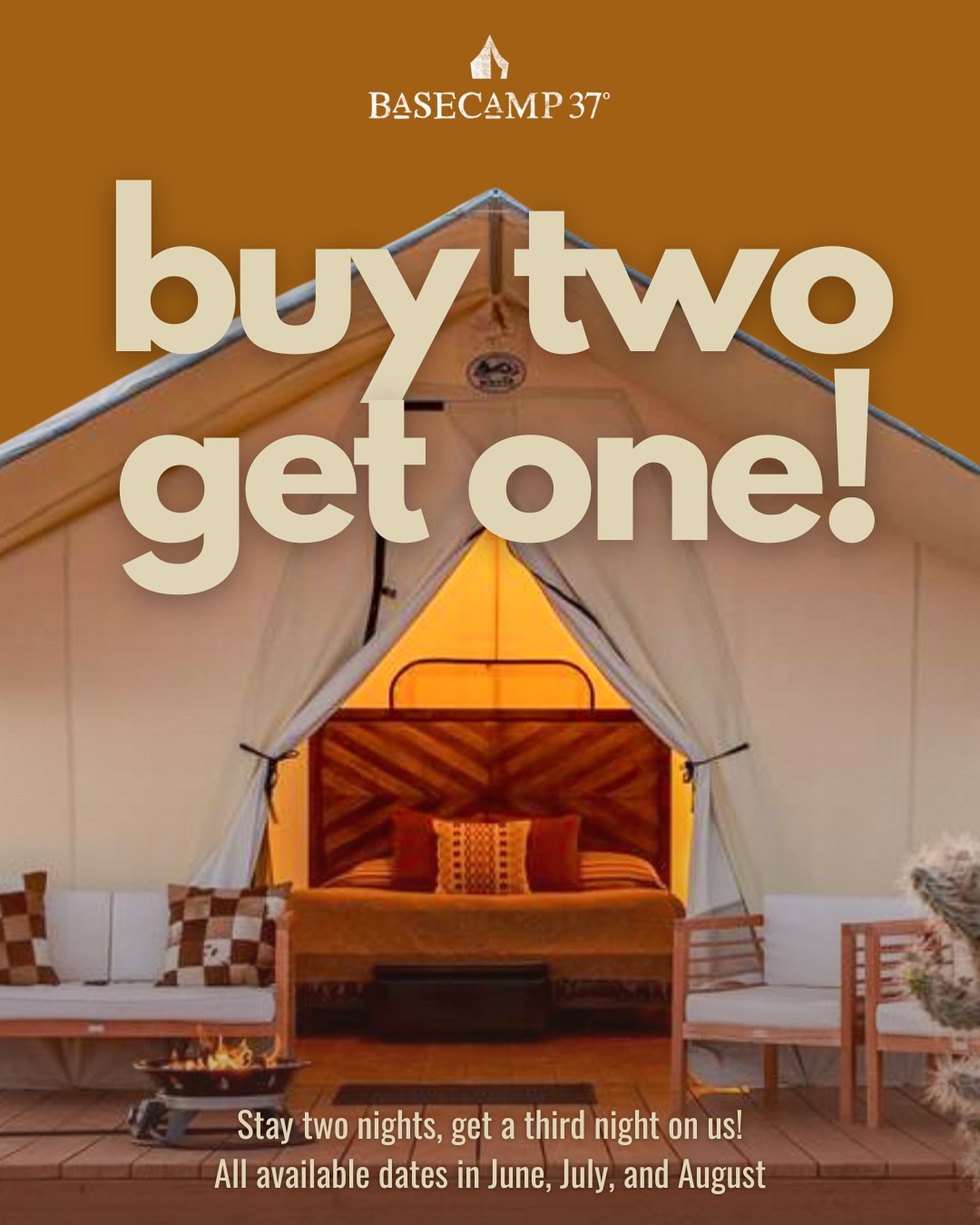 A free night stay at BaseCamp37? Yes, please 😎 Say hello to our unbelievably sweet summer promotion!

Here&rsquo;s the deal ➡️ When you book two nights in June, July, and August, you&rsquo;ll get a third night on us. That&rsquo;s it! No blackout dat