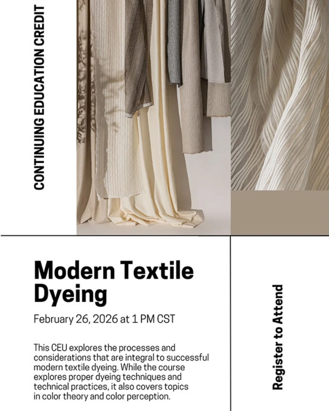 🚨CEU (Virtual) Thursday, Feb 26th at 1pm CST @brentanofabrics is offering an IDCEC-accredited CEU webinar &mdash; hop on da Zoom and learn about Modern Textile Dyeing (and earn credit at the same time) 💅🏼 you multi-tasking, divas, you! ⁠
⁠
DM for 