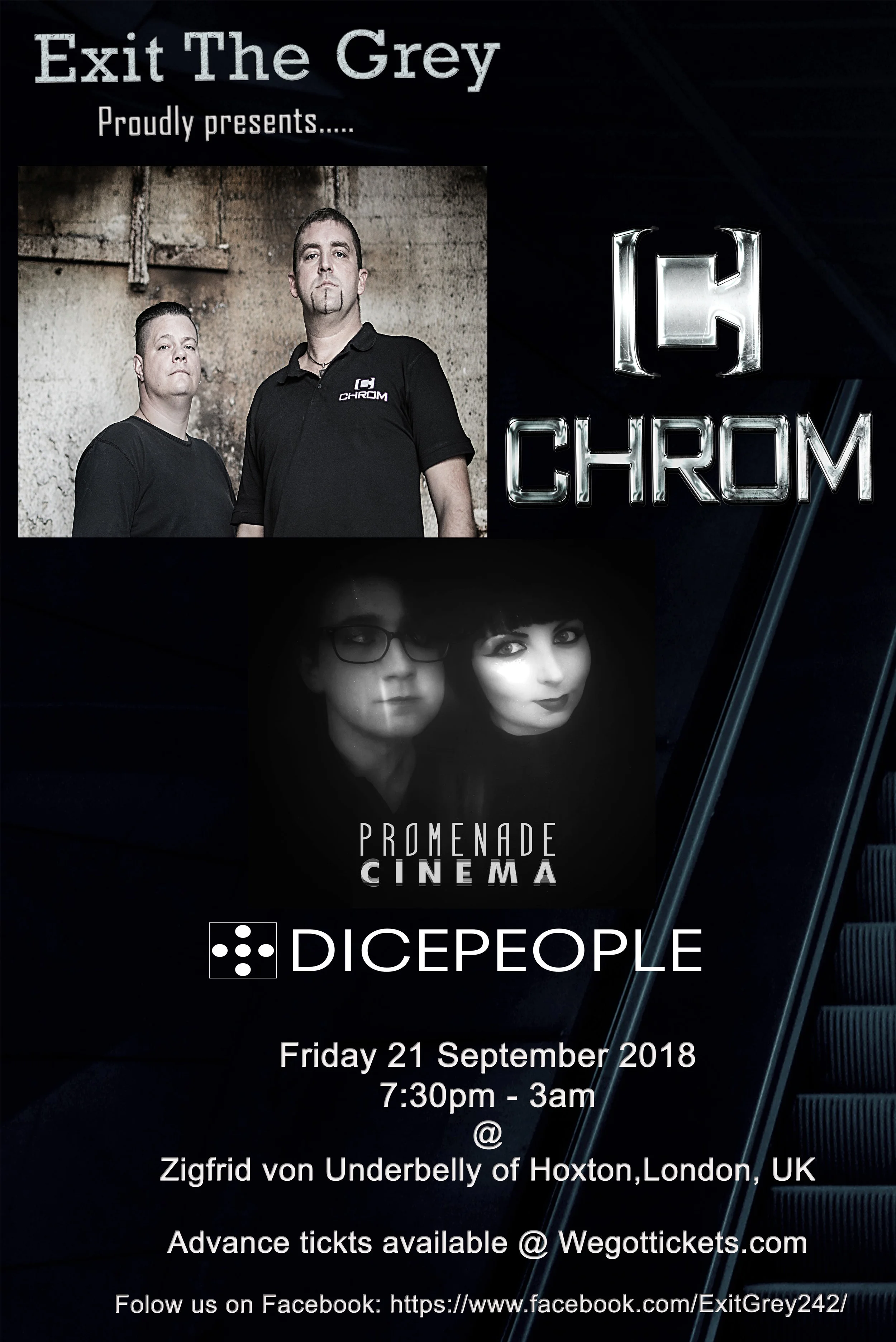Exit the Grey presents: CHROM, Promenade Cinema and Dicepeople