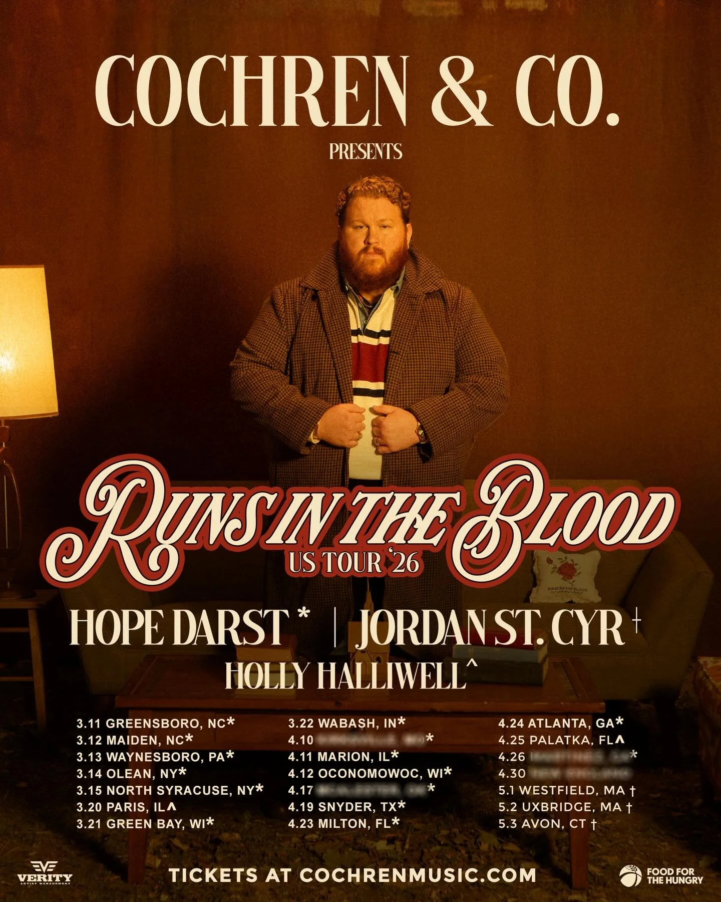 We&rsquo;re going on tour!  The Runs in the Blood Tour along with our friends @hopedarst @jordanstcyr @hollyhalliwellofficial is going to be one for the books 🙌. New music, new show, and it&rsquo;s gonna be wild nights praising Jesus. 

Select dates