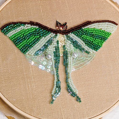 Tambour Embroidery Kit Moth for Beginner DIY Luneville Embroidery