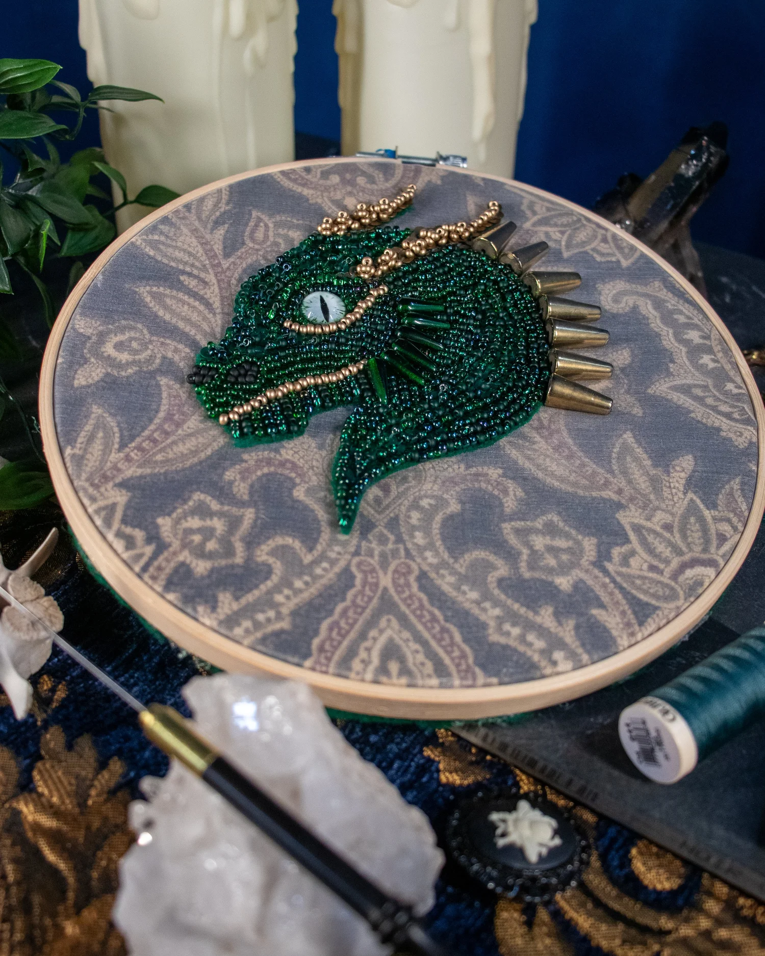 Green Dragon Tambour Embroidery and Beadwork Embroidery Kit 