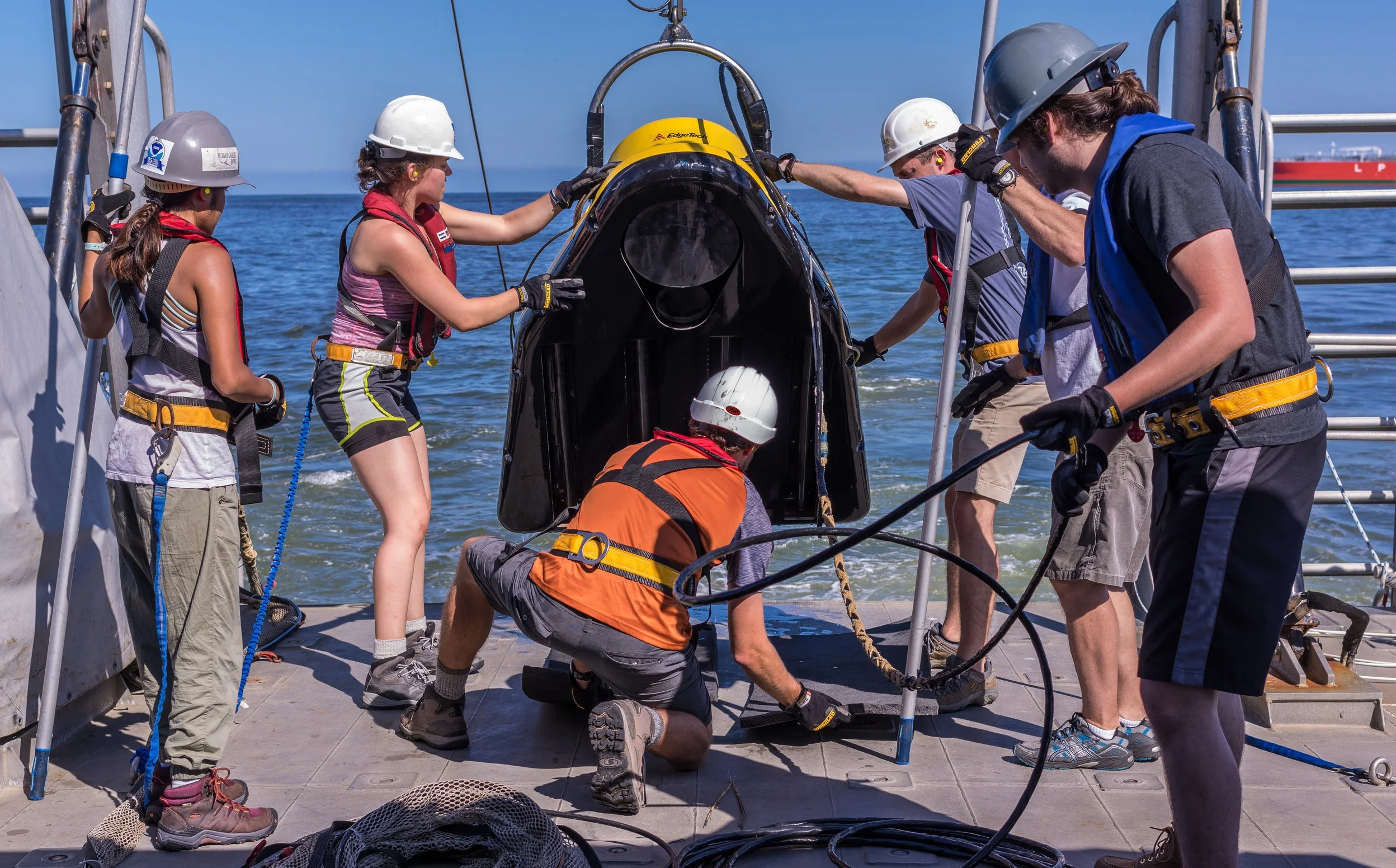 My research team deploying the CHIRP offshore of Galveston, TX